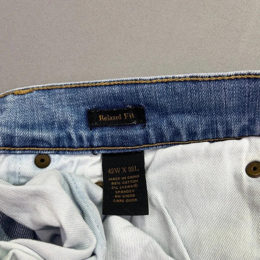 Jos A Bank Reserve Relaxed Fit Jeans Light Wash Denim Sz 42 Retro Grunge Wide‎